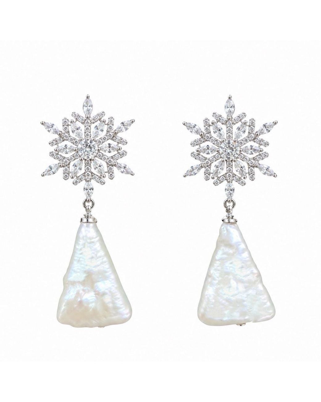 Ninemoo White Fleur De Givre Pearl Drop Earrings
