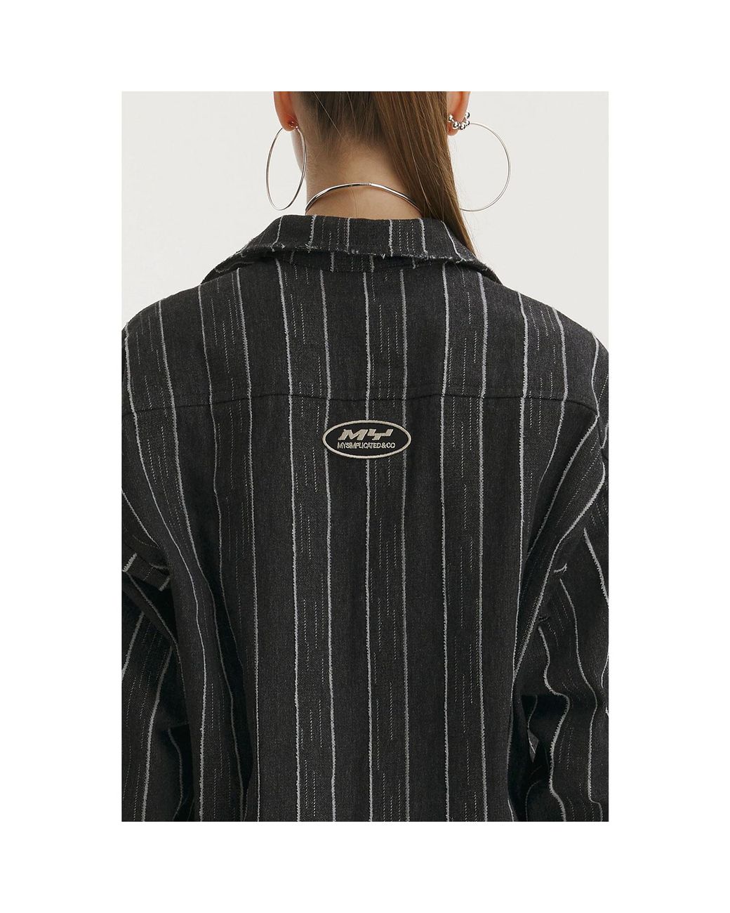 mysimplicated Black Broken Stripes Denim Jacket