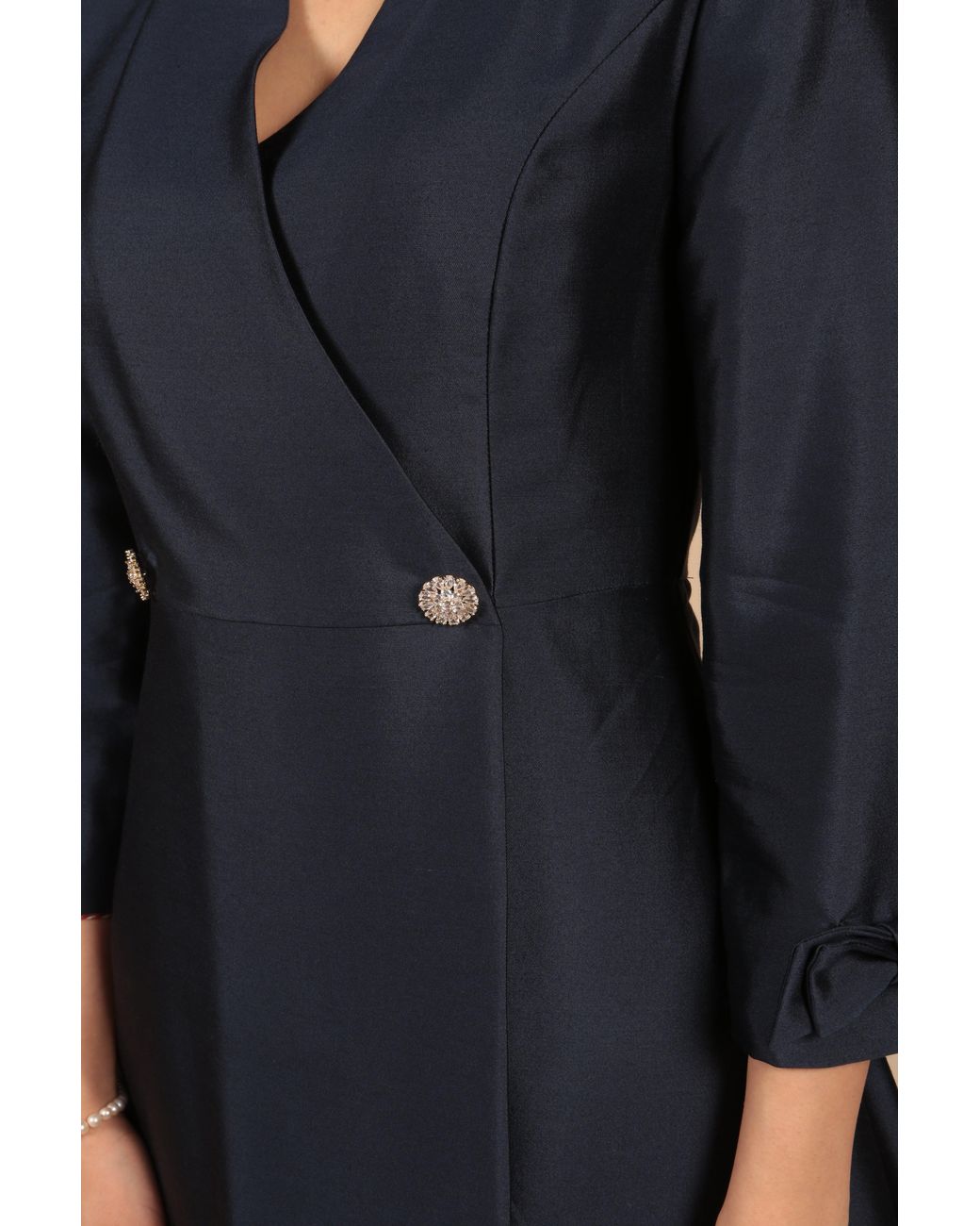 Santinni Blue Astor Silk Taffeta Dress Coat