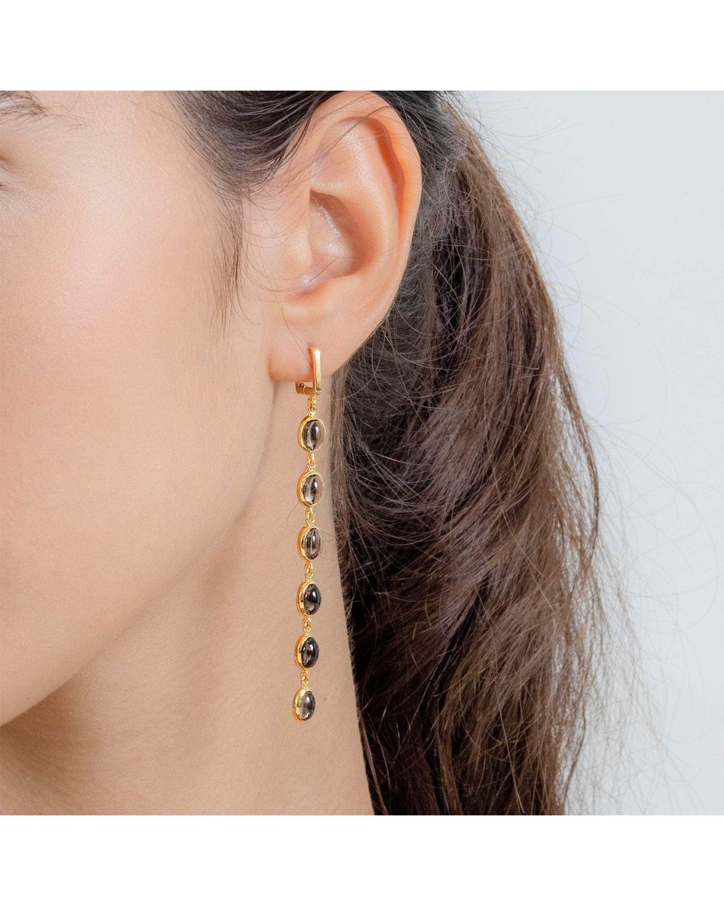 German Kabirski Metallic Koro Plated Earrings With Smoky Quartz