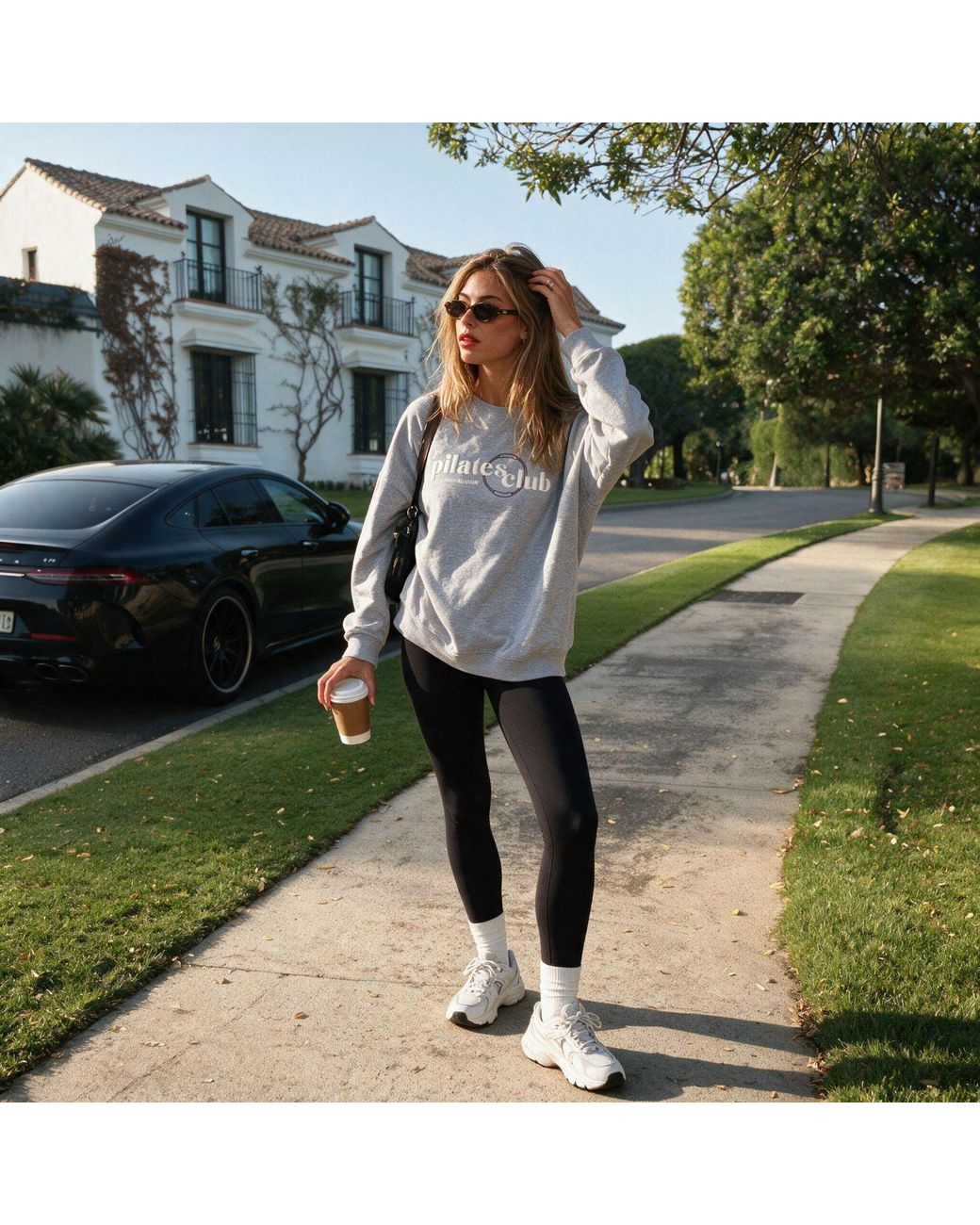 Mimhi Maison Gray Pilates Club Oversized Sweatshirt – Melange Crewneck