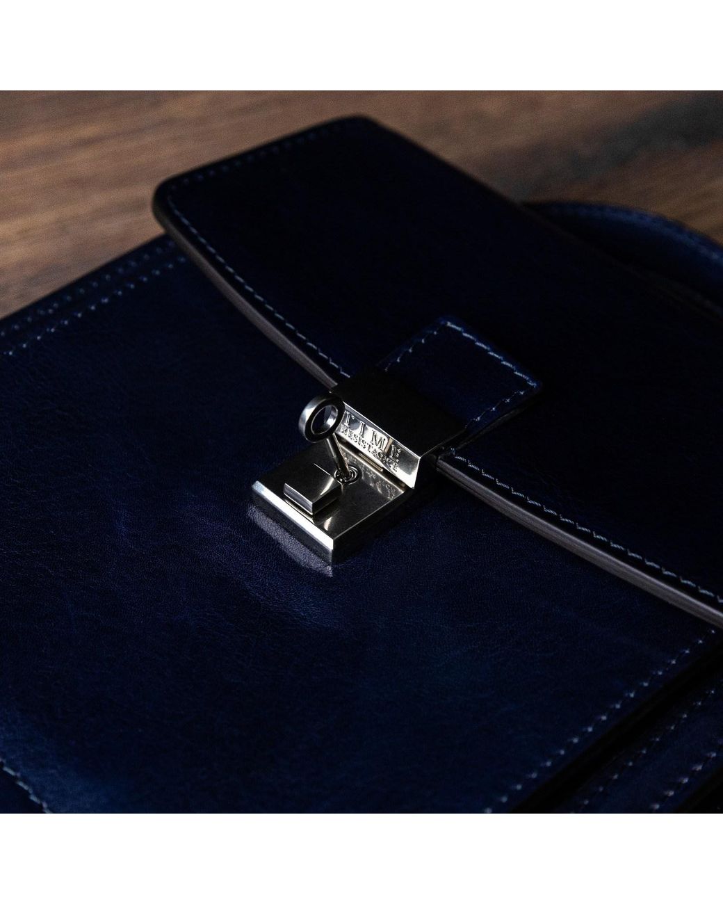Time Resistance Blue Small Leather Briefcase For