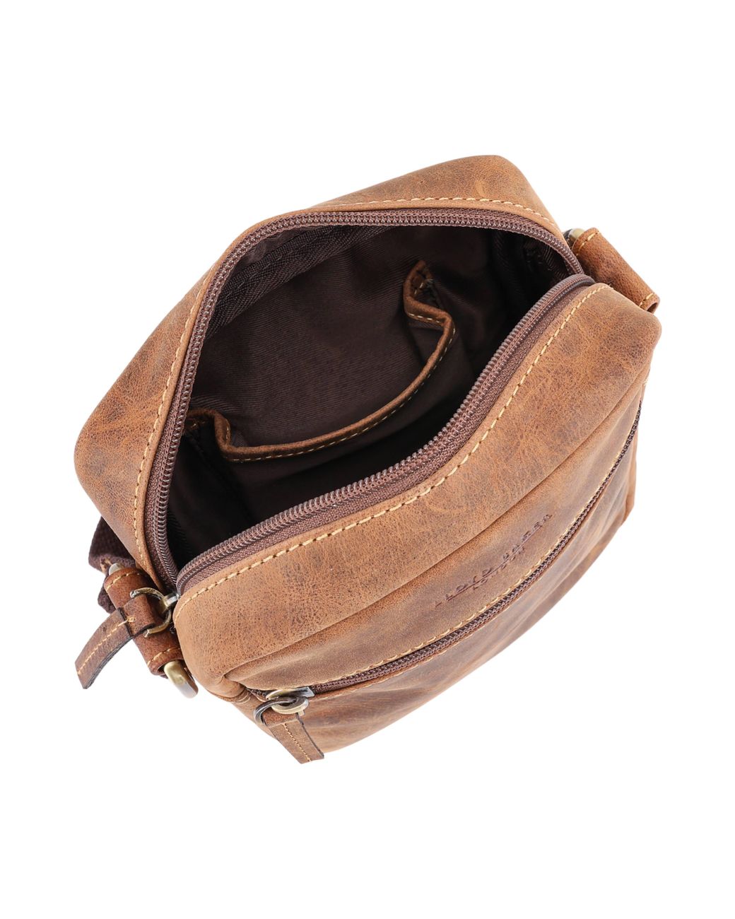 Lloyd Baker Brown Benson Distressed Leather Crossbody Bag for men