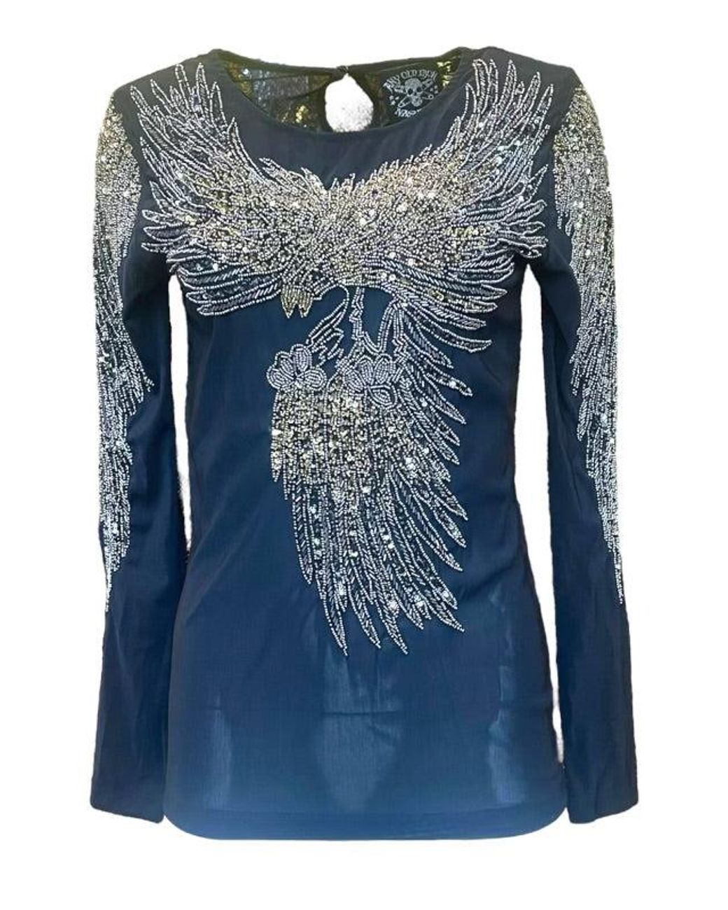 Any Old Iron Blue Golden Beady Eagle Sheer Shirt