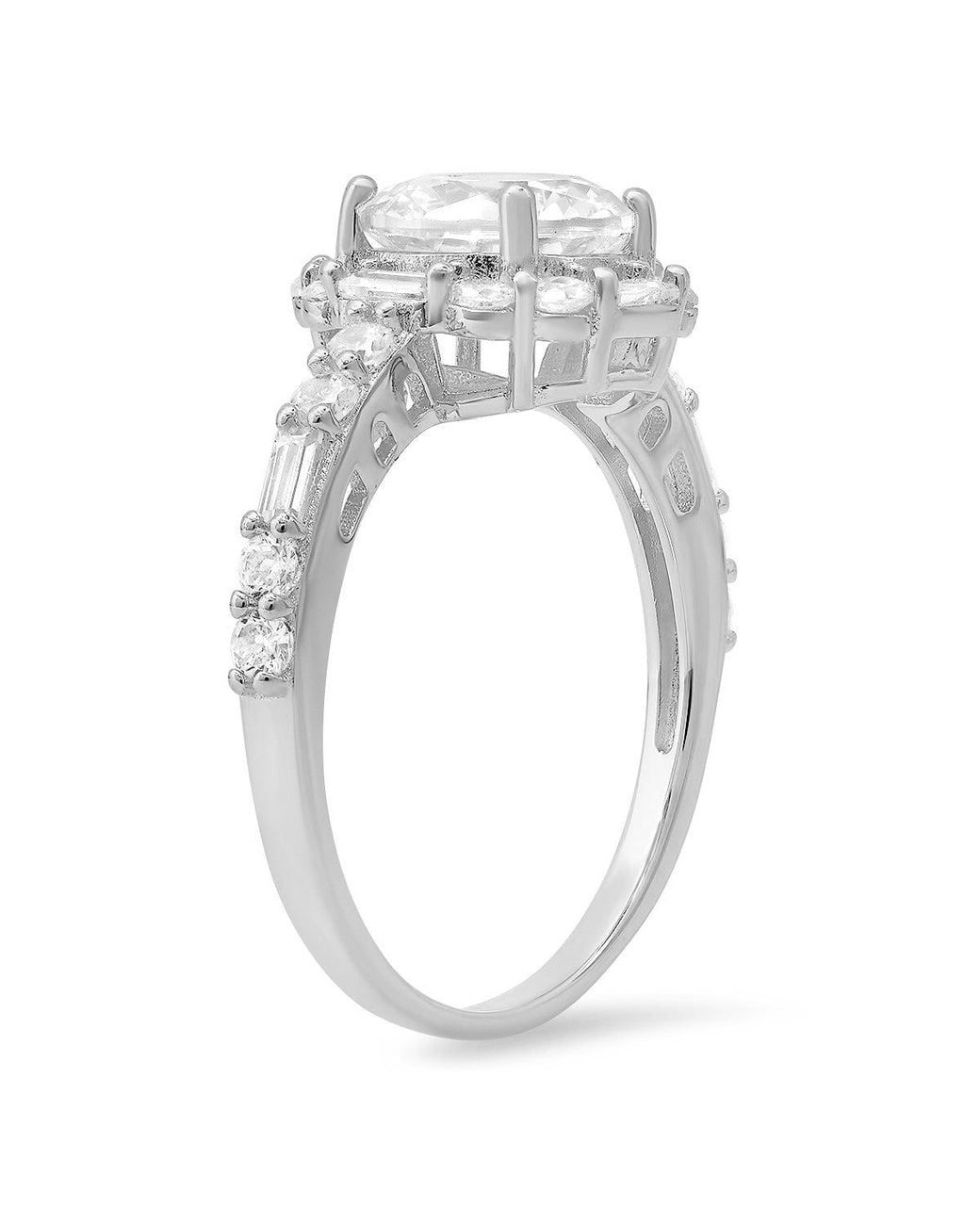 Kylie Harper Metallic Round & Baguette-Cut Halo Diamond Cz Ring