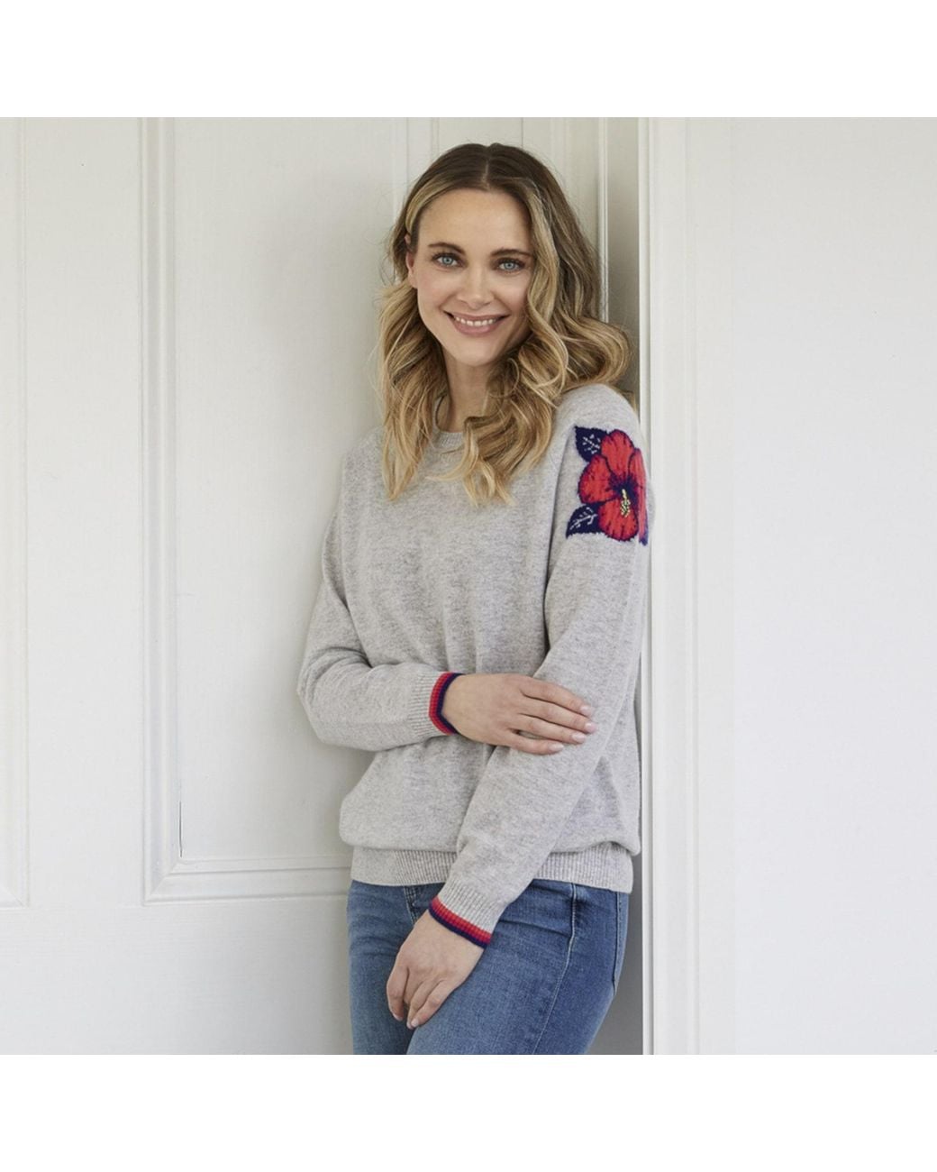 Cove Gray Hibiscus Cashmere Jumper
