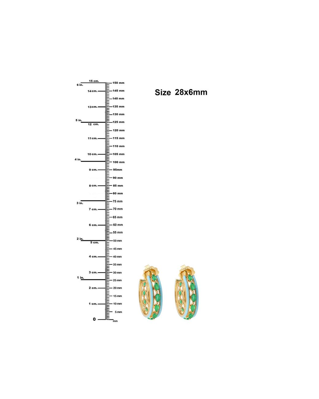 Artisan Green Emerald & Enamel Hoop Earrings