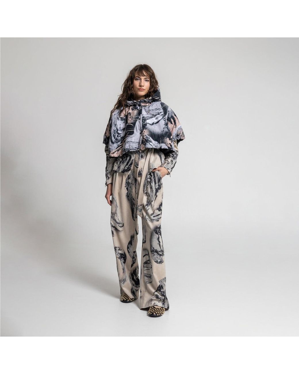 ARTISTA Natural Crystal Wide Leg Pants