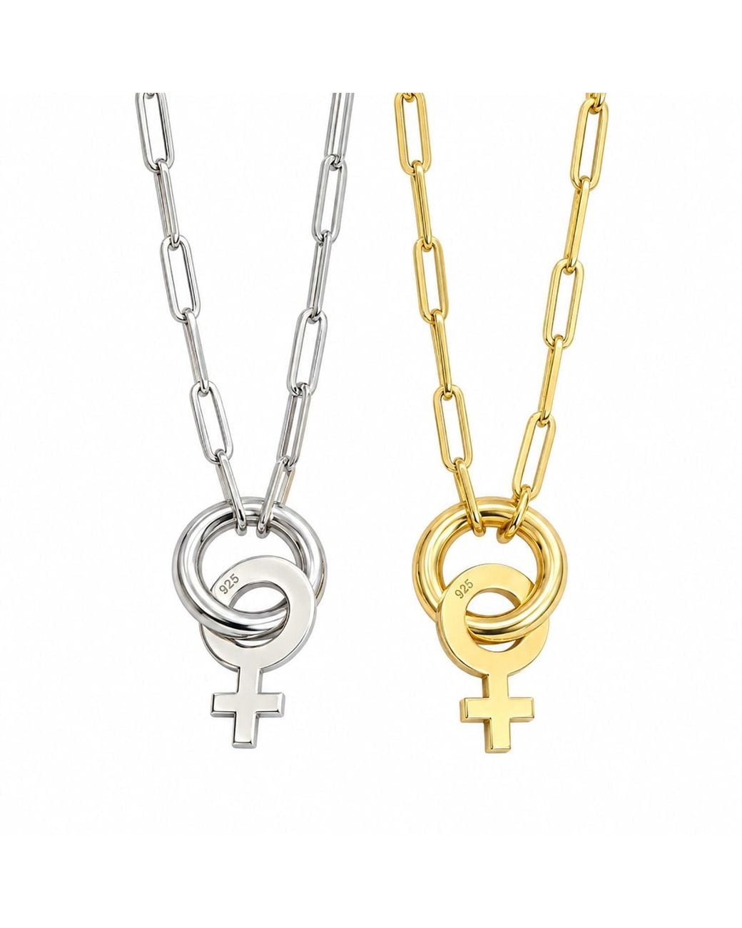 The Pheia Metallic Venus Symbol Paperclip Chain Necklace