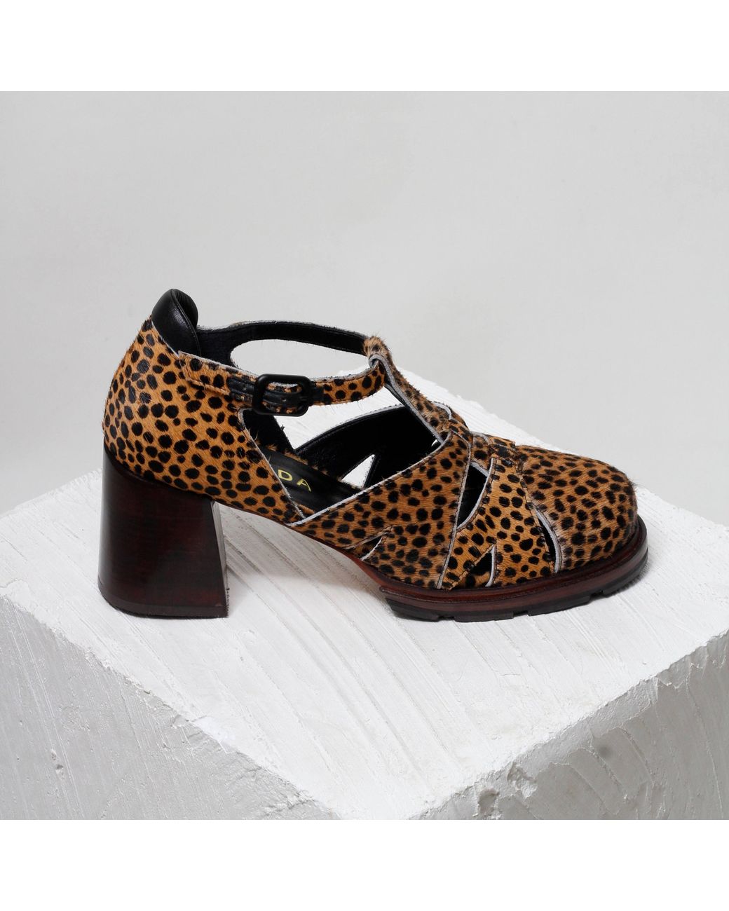 Mafalda Brown Maite Animal Print Heeled Sandals