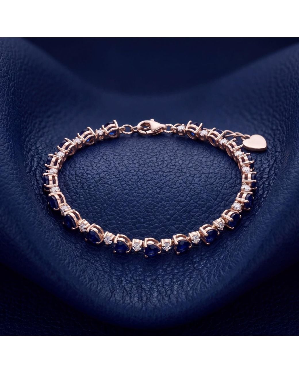 Latelita London Blue Asscher Cut Heart Tennis Bracelet Sapphire