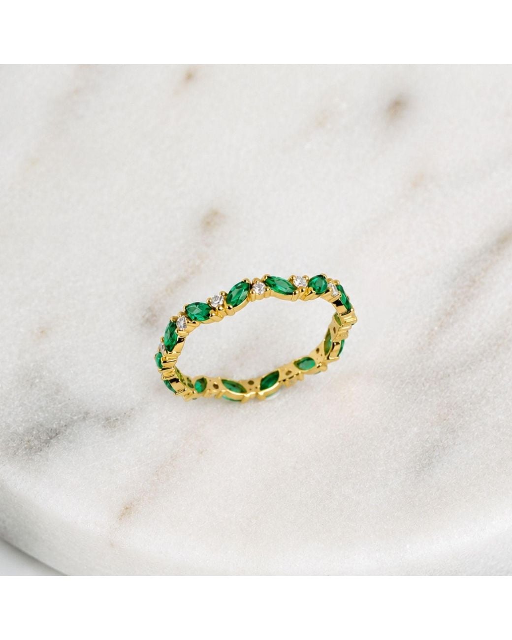 Belinda Jewelz Metallic Emerald Marquise Birthstone Infinity Ring