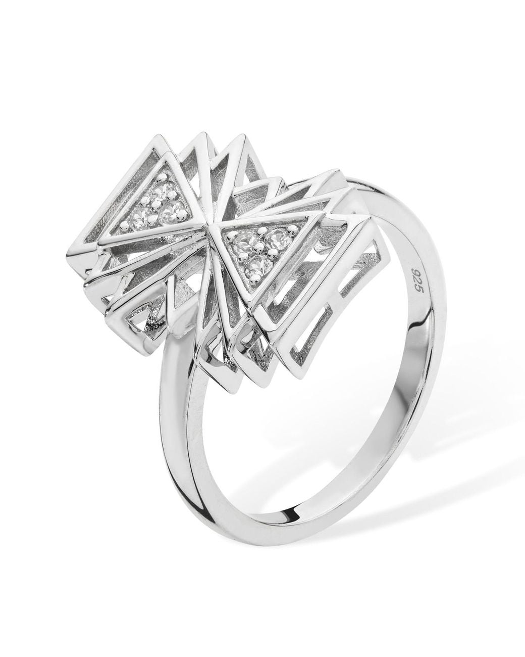 Lucy Quartermaine Metallic Art Deco Triangle Ring