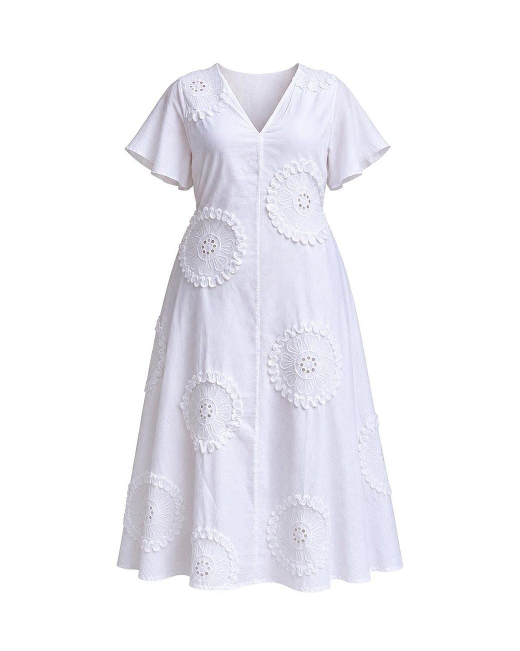 Adrift Clothing White Tatum Flutter Sleeve Dress