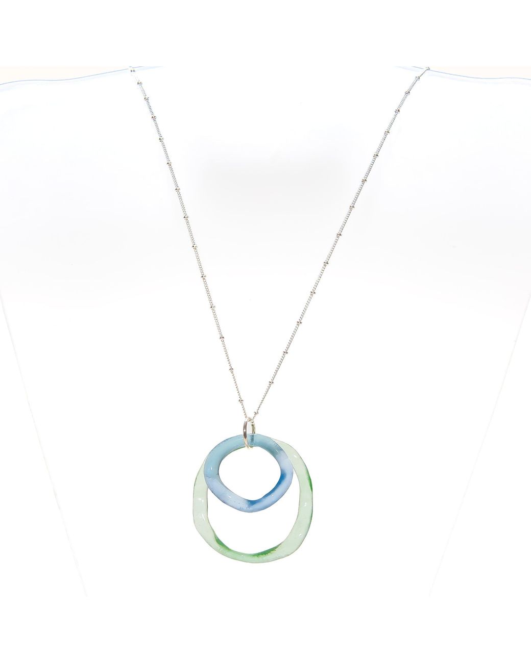 Smart Glass Jewelry Blue Recycled Glass Wave Pendant Ocean Colors Sterling