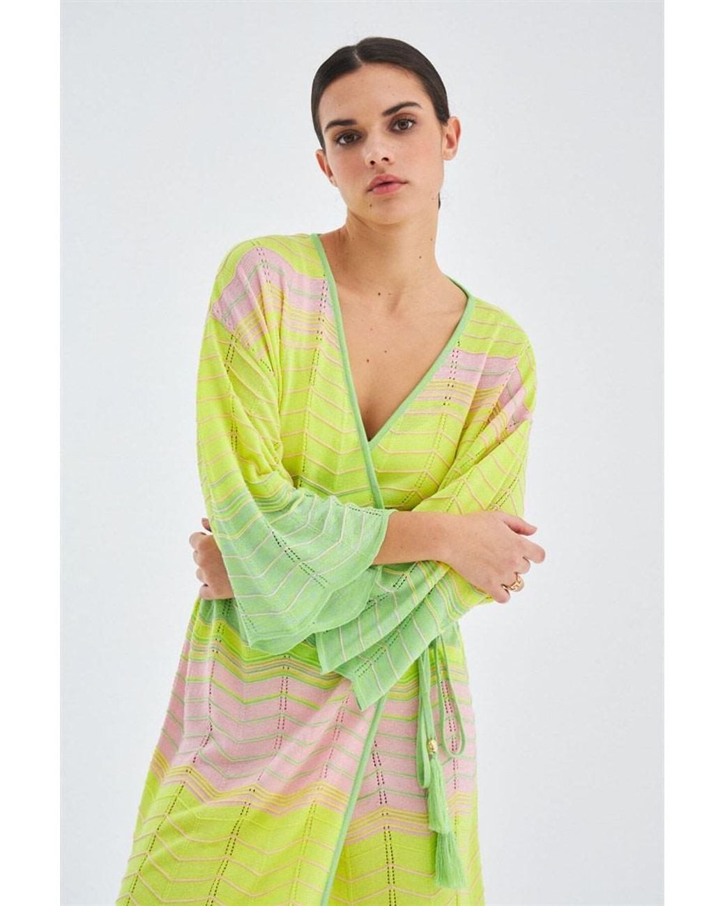 Peraluna Green Sakura Knit Kimono