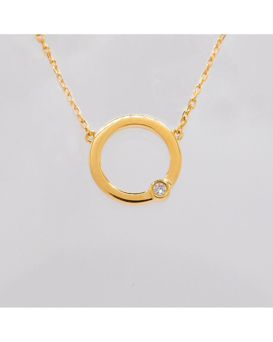 Cier Metallic Stationary Diamond Circle Necklace