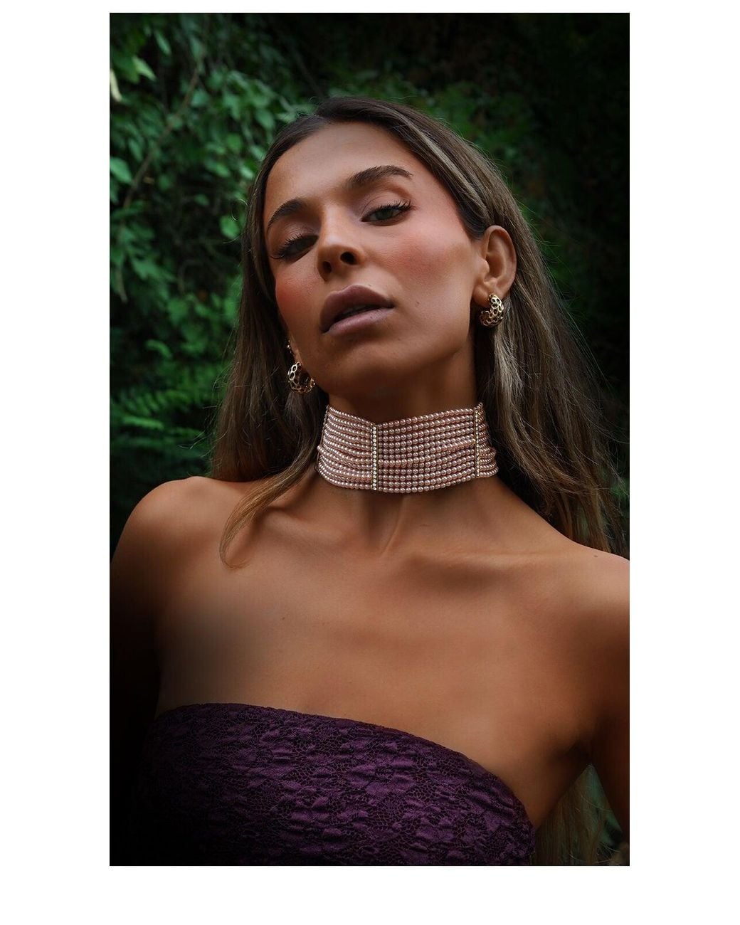 Bayemeyc Pink Rosaline Glow Pearl Choker Necklace