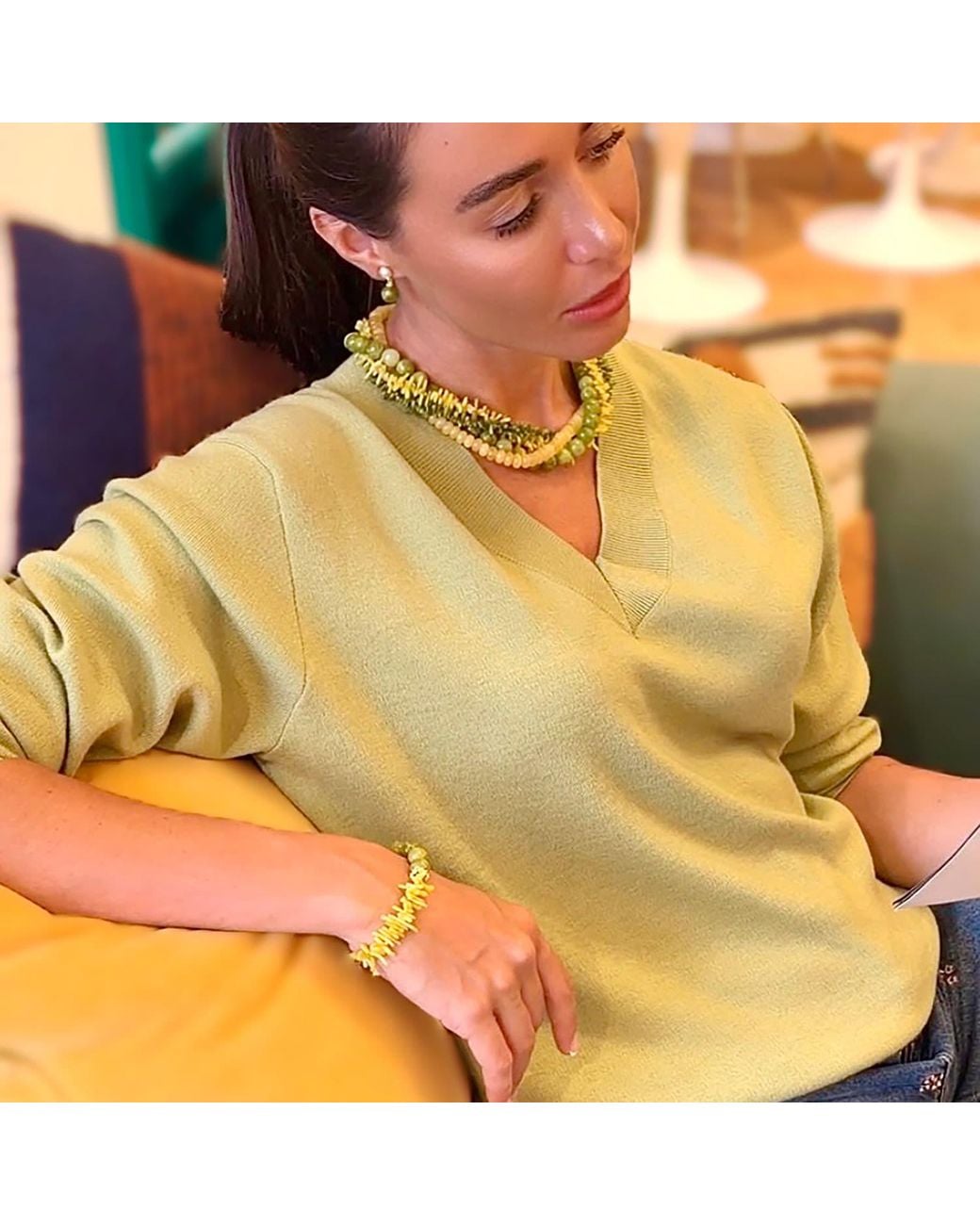 Farra Green Natural-Inspired Opal With Bamboo Coral Bracelet