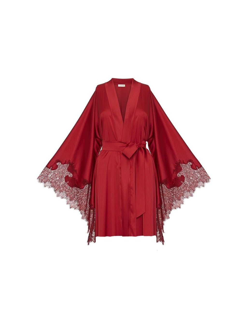 Avenue 8 Red Lace Mini Silk Robe