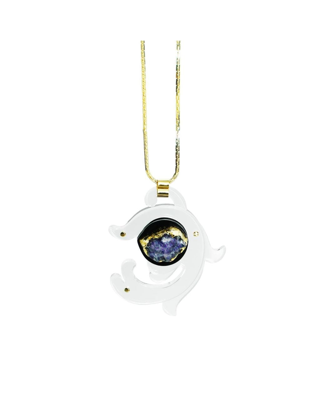 Gissa Bicalho Black Handmade Acrylic Necklace Pendant Aura