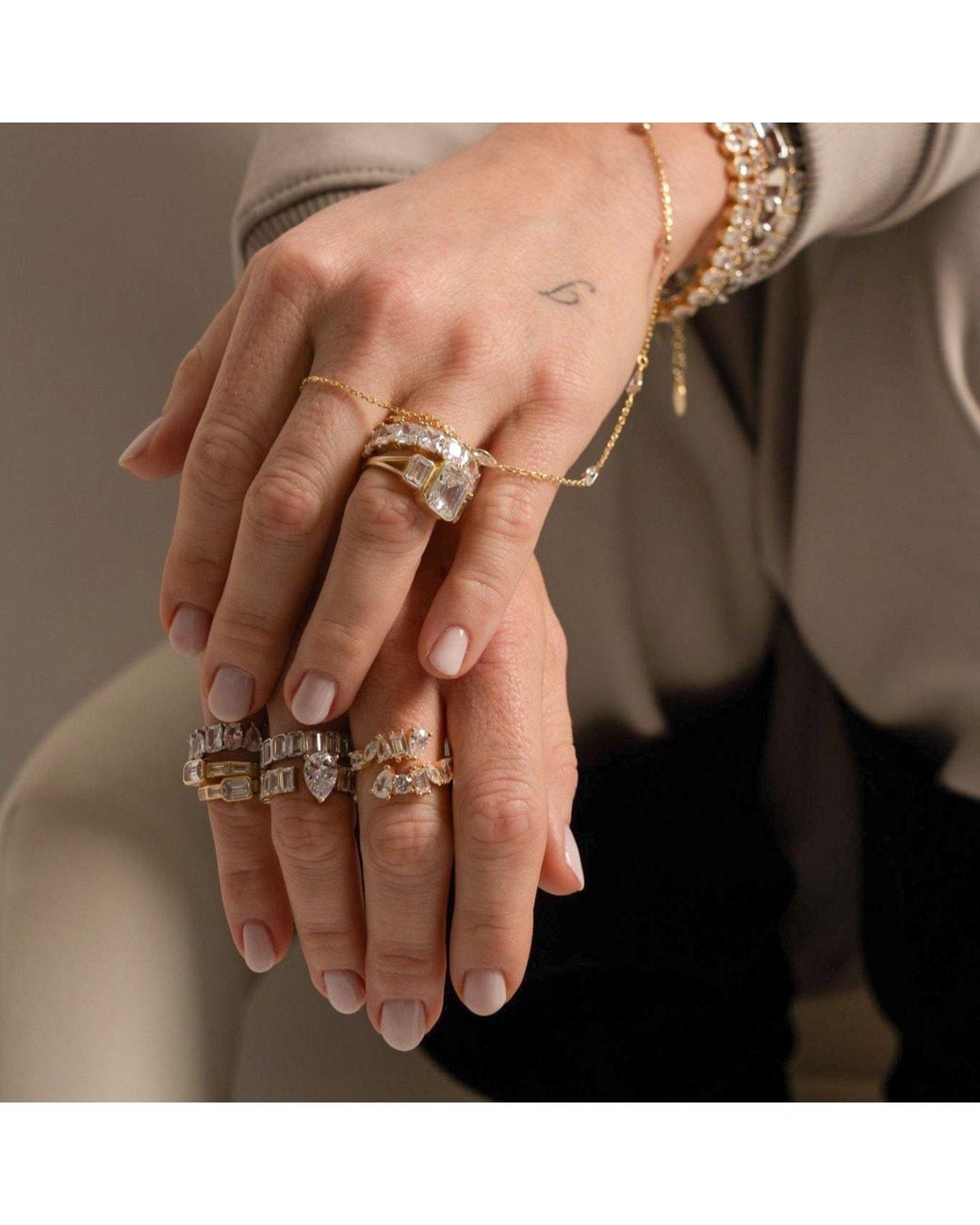 SHYMI Metallic Baguette Wrap Ring