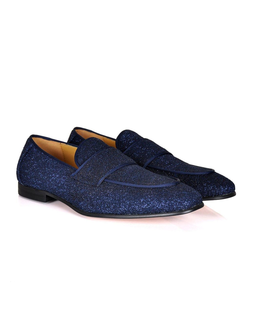DAVID WEJ Blue Alberto Floral Glitter Loafers for men