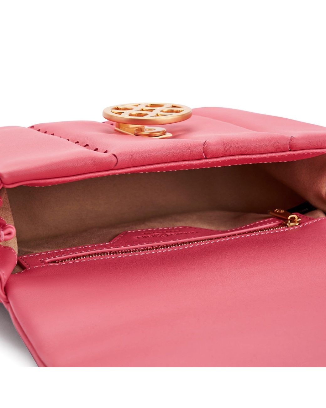 Orange Cube Pink Square Stitch Flap Bag