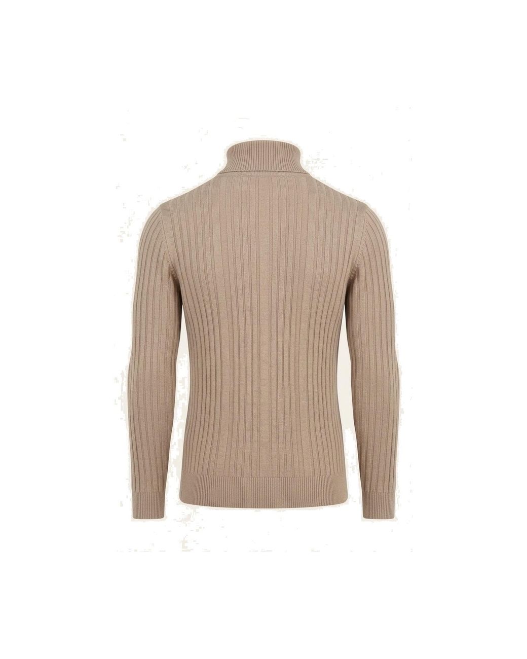 Ron Tomson Natural Neutrals Roll Neck Ribbed Sweater for men
