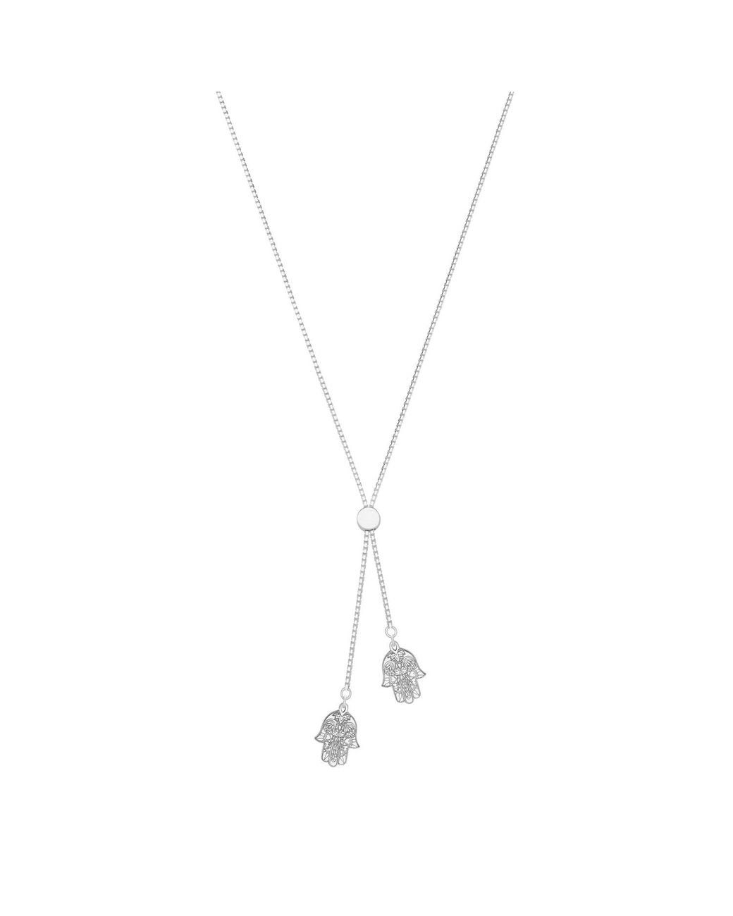CarterGore Metallic Hamsa Hand Sterling Slider Necklace
