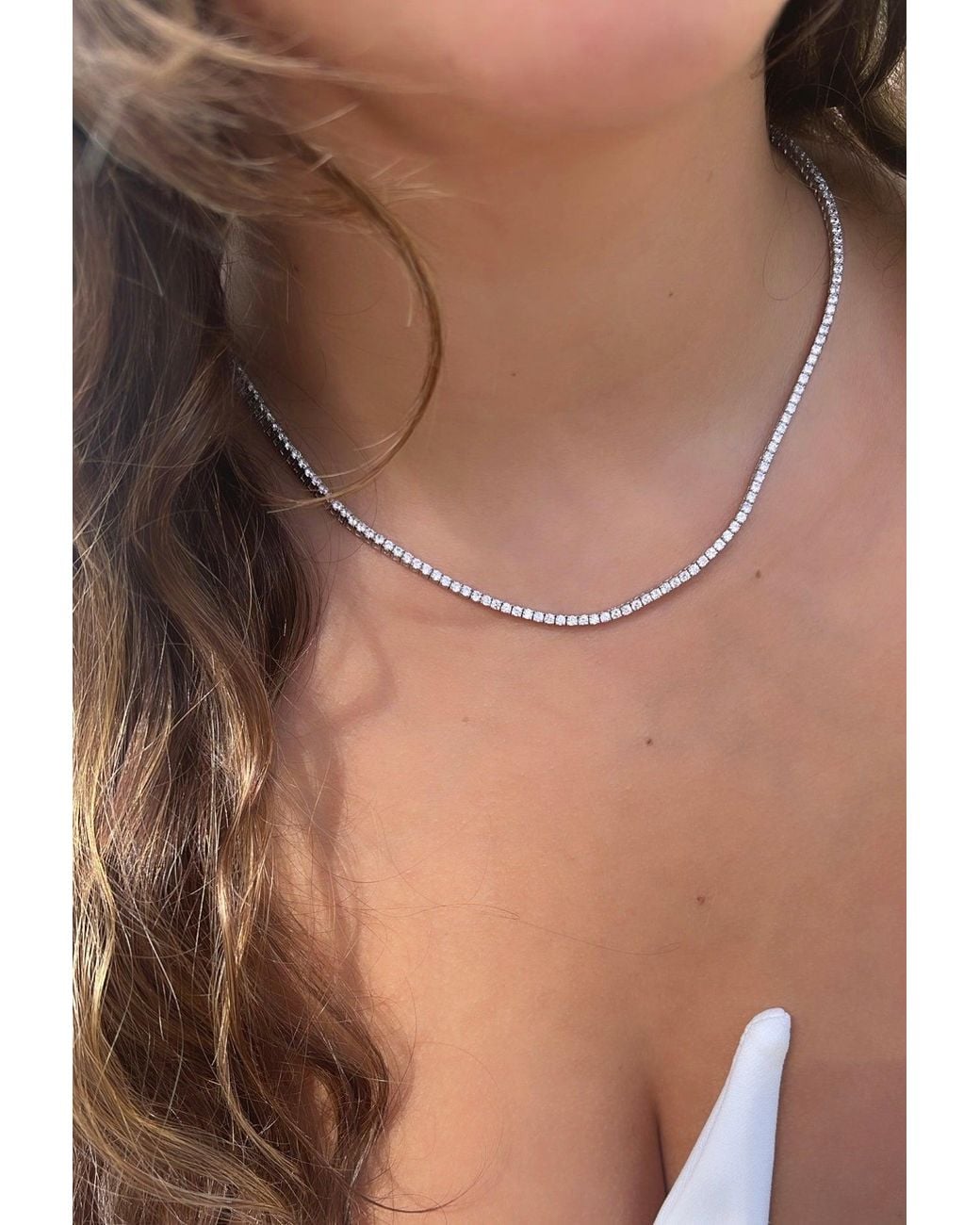 SHYMI Metallic Two Mm Classic Tennis Necklace