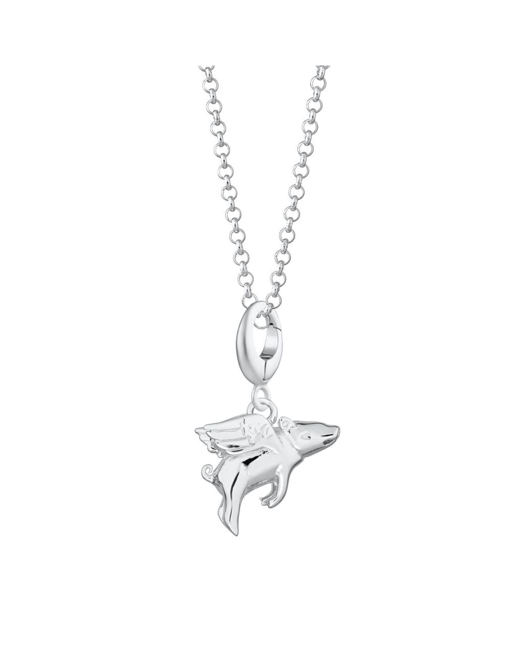 Lily Charmed Metallic Sterling Flying Pig Charm Necklace