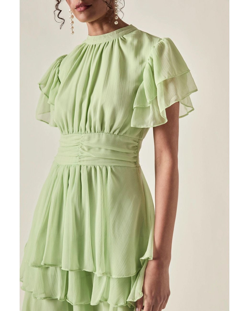 James Lakeland Green Tiered Ruffle Maxi Dress – Sage