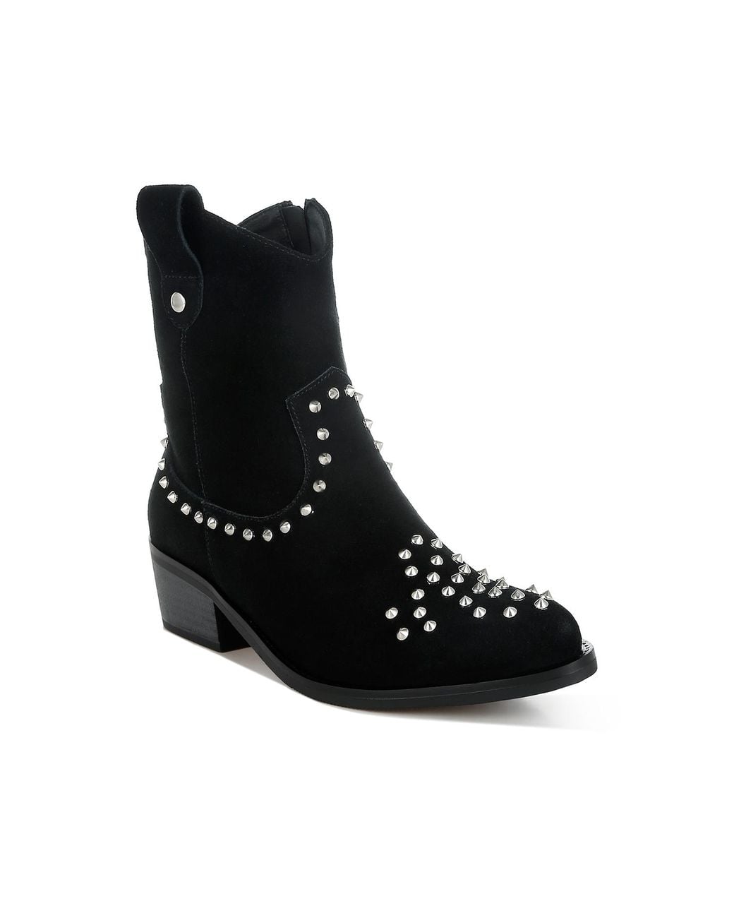 Rag & Co Black Hira Studs Embellished Cowboy Boots