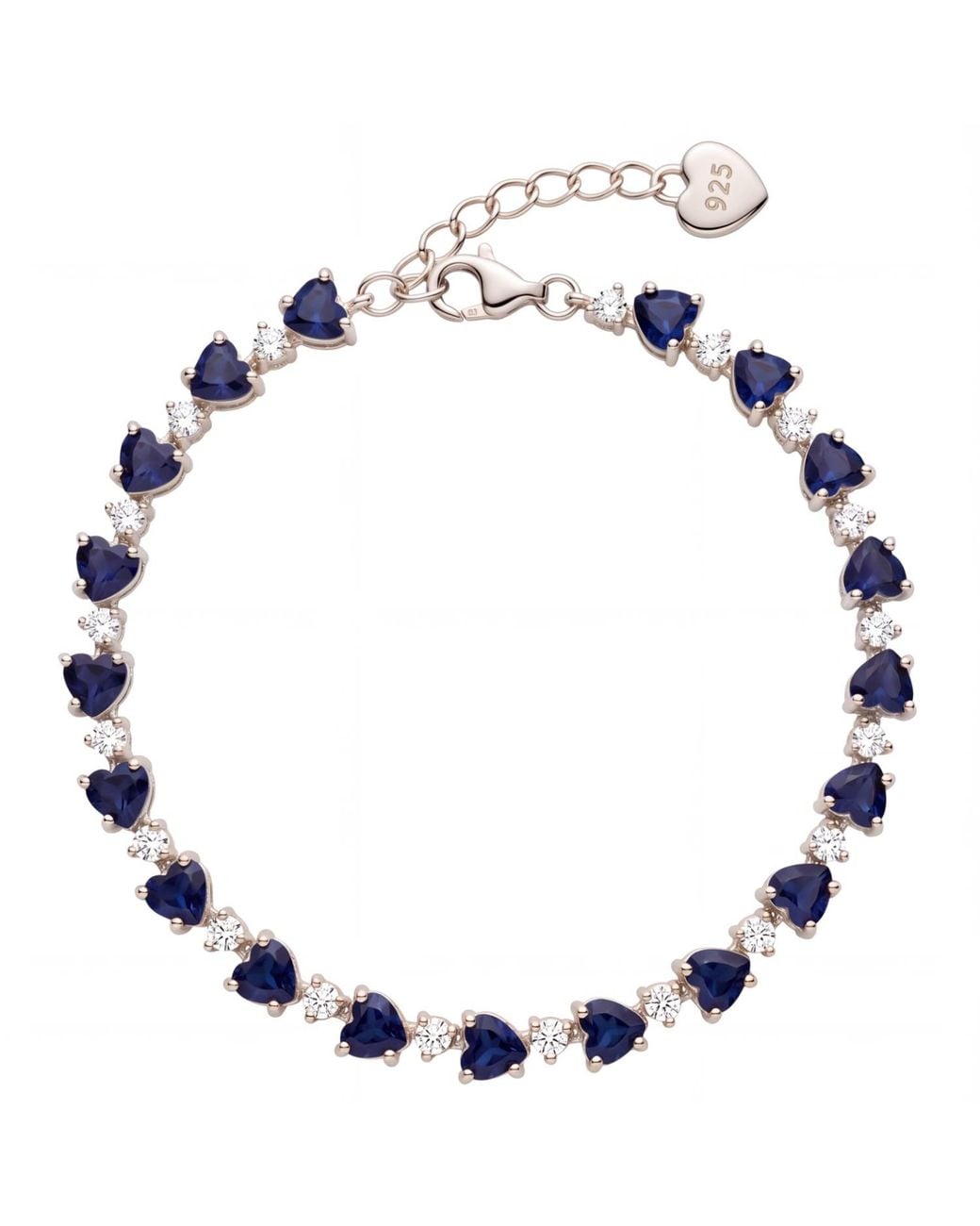 Latelita London Blue Asscher Cut Heart Tennis Bracelet Sapphire