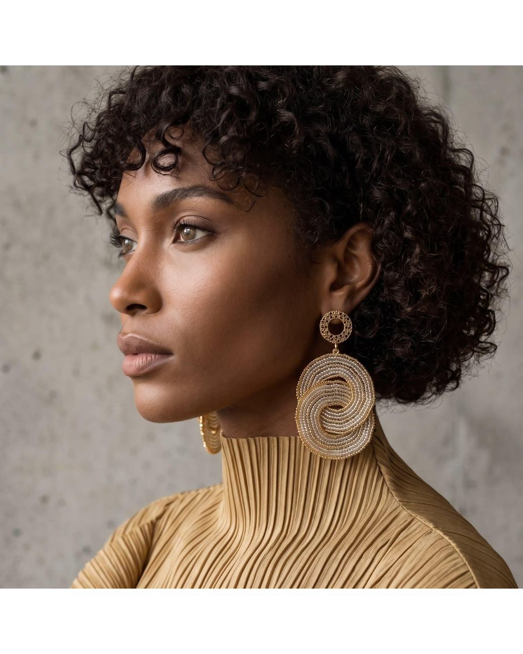 Iliana Arrazola Metallic Crisscrossed Circle Dangle Earrings, Glass Beads, Beaded Jewelry