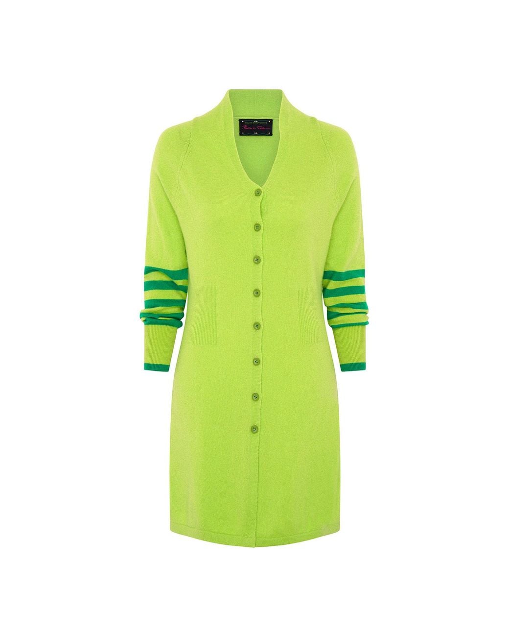 Beatrice von Tresckow Green Lime Longline Cashmere Cardigan