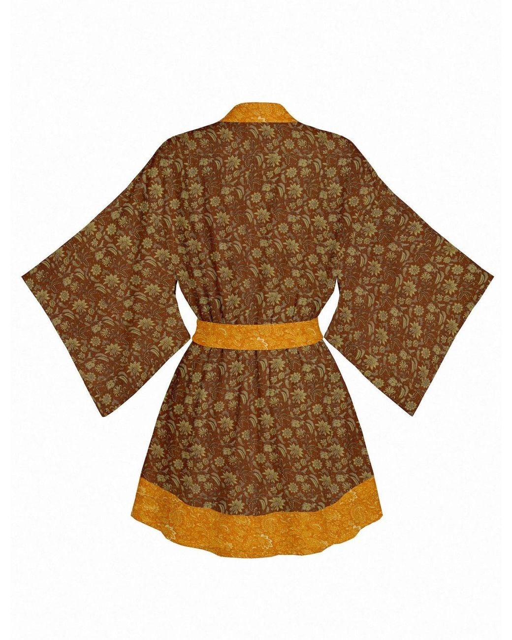 Artemis Muse Brown One Of A Kind Recyled Sari Kimono Unique Seventy One