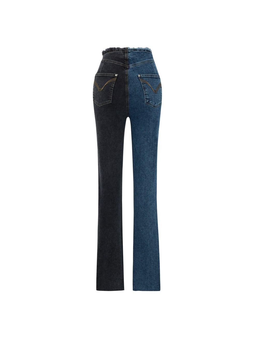 Pcfg Blue Two Color Block Denim Pant