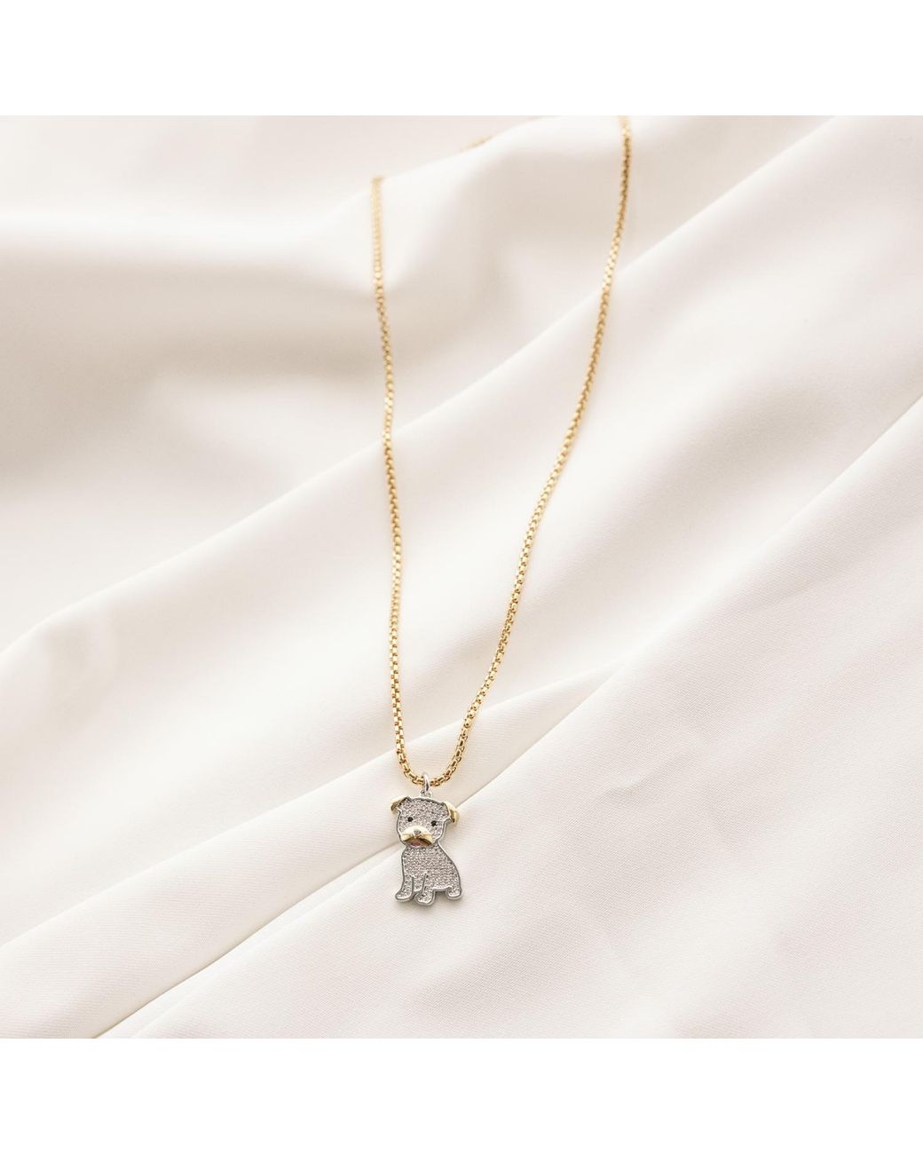 Cloud Haven Metallic Mini Cz Pit Bull Pendant Necklace