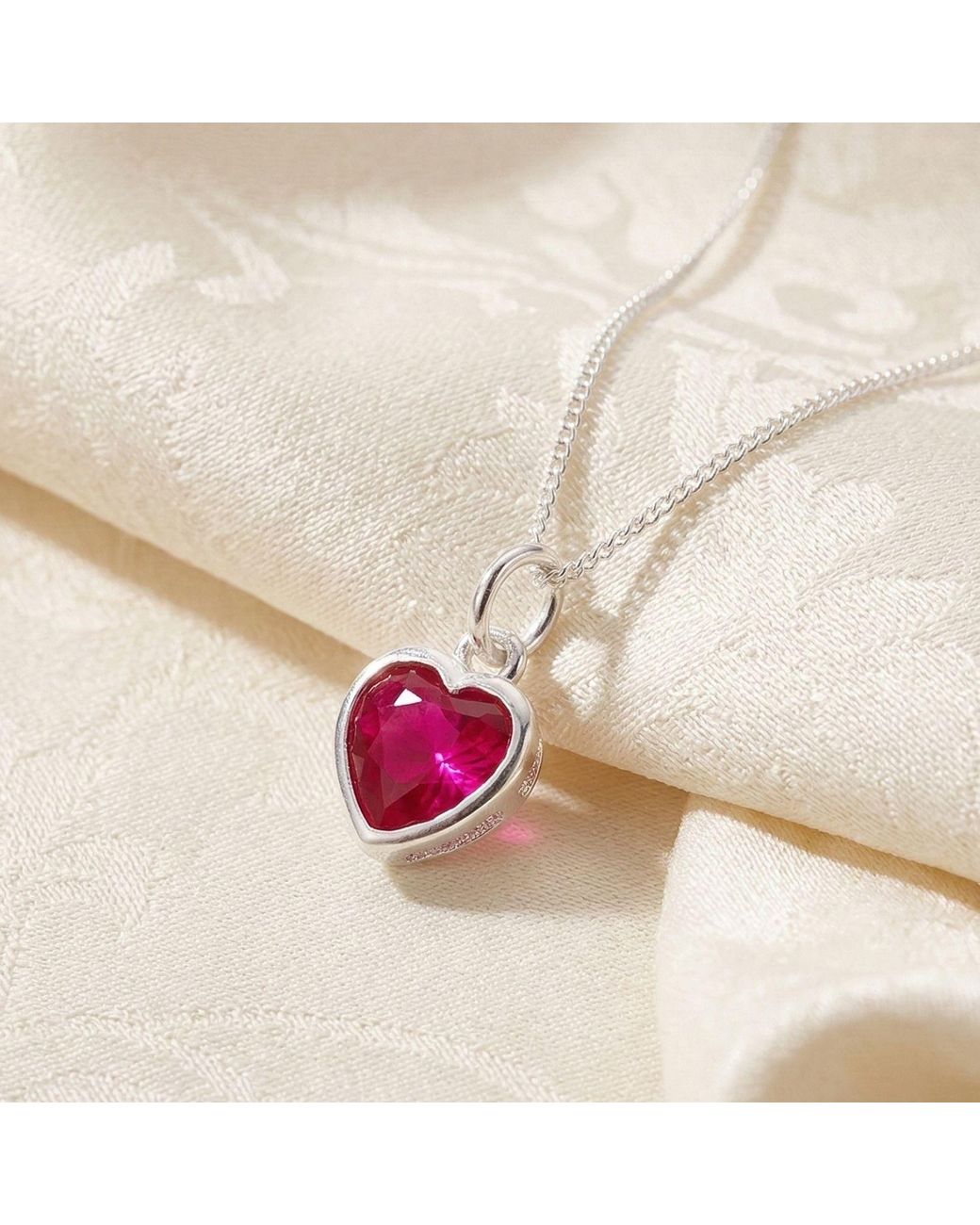 Harfi Pink Mini Heart Ruby July Birthstone Necklace