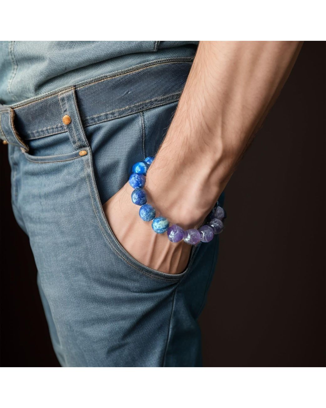 Farra Blue Amethyst And Lapis Chunky Bracelet for men