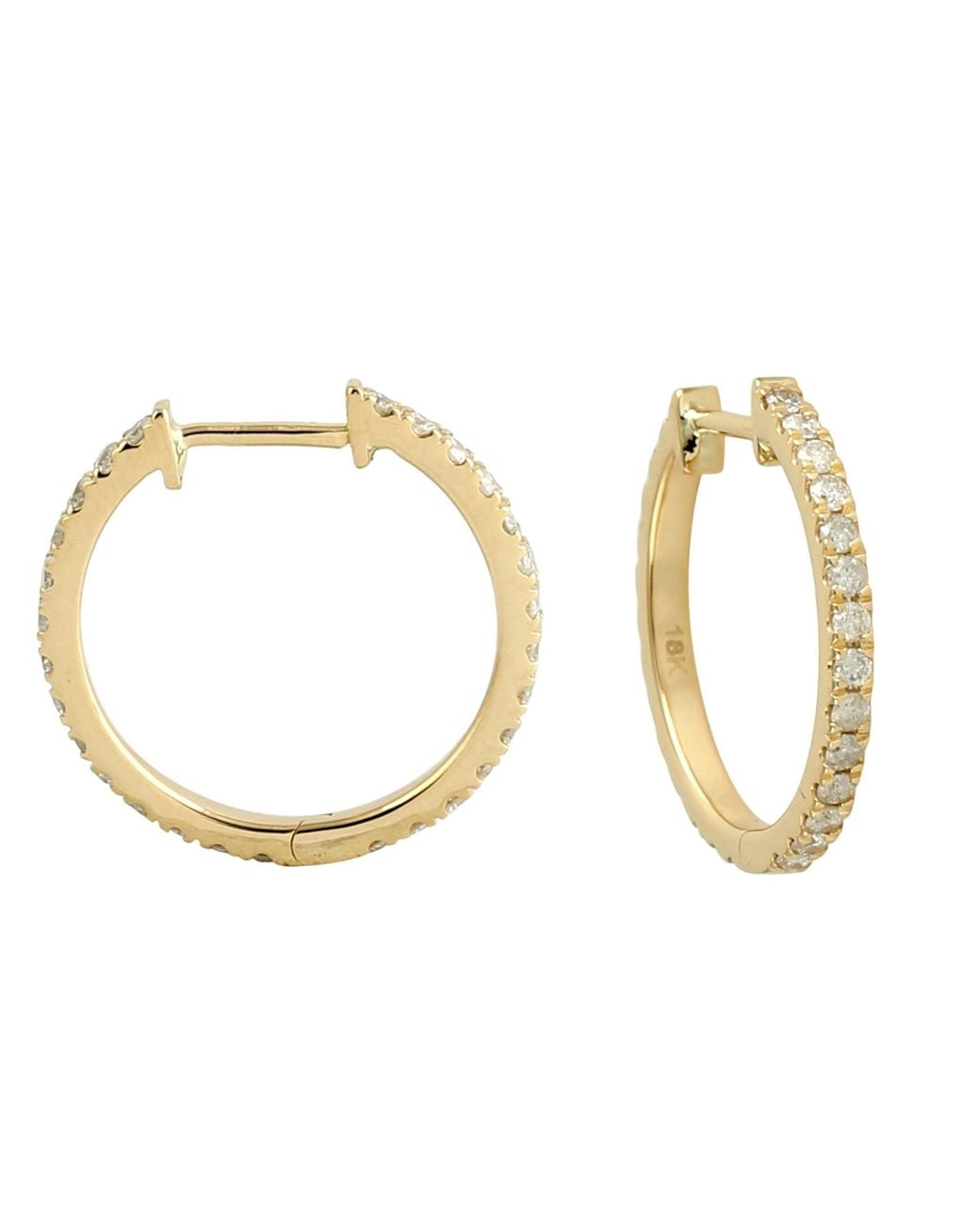 Artisan Metallic 18K Pave Diamond Hoop Earrings