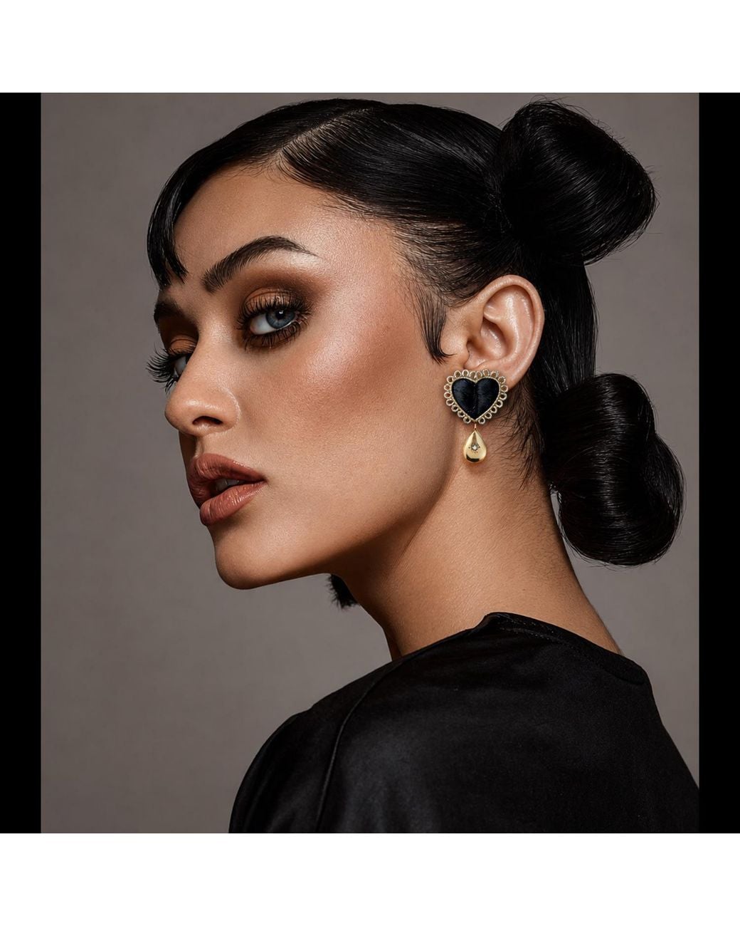 VETKA Black Heart Drop Earrings -Heart Of Night