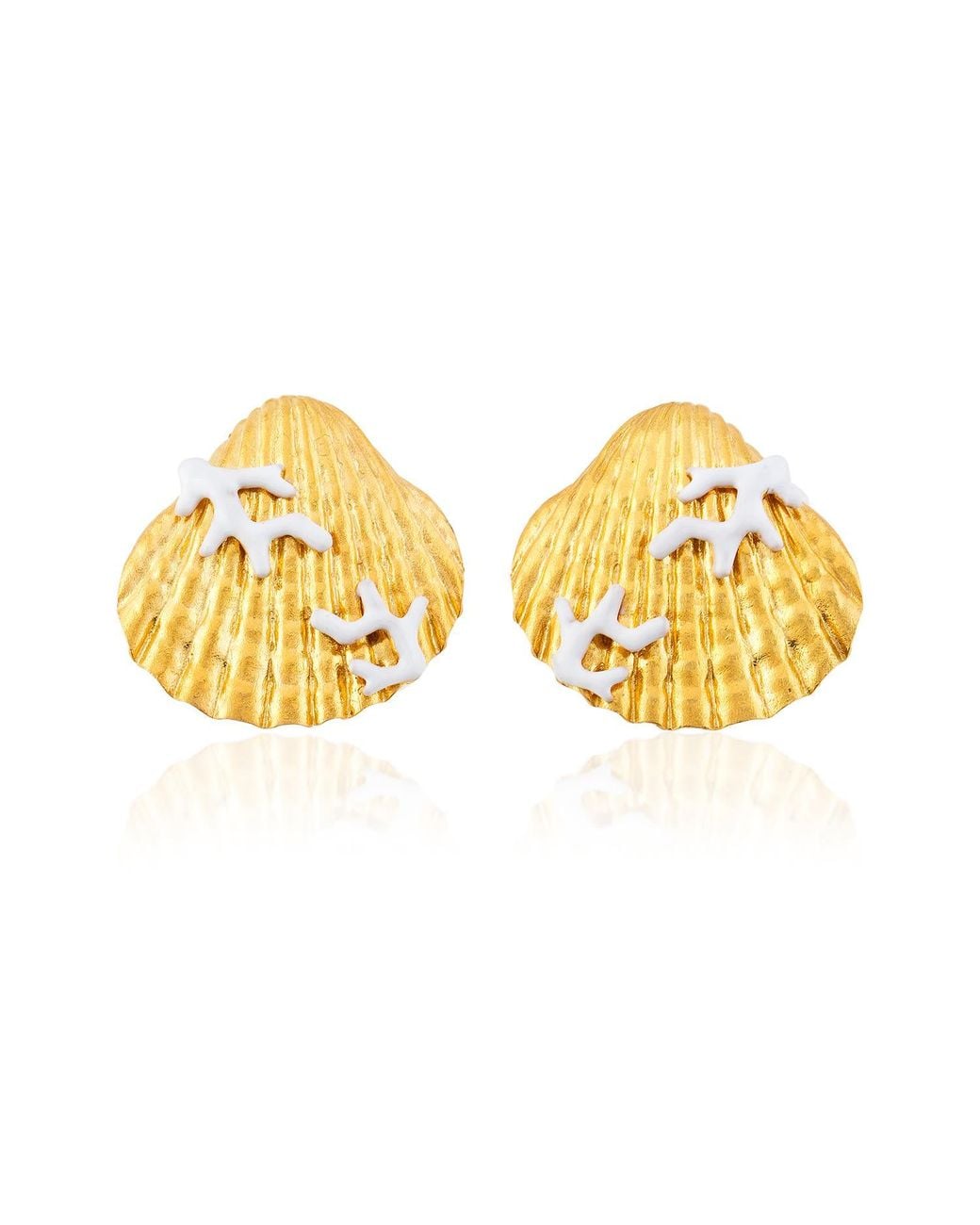 Milou Jewelry White Seashell Earrings With Coral
