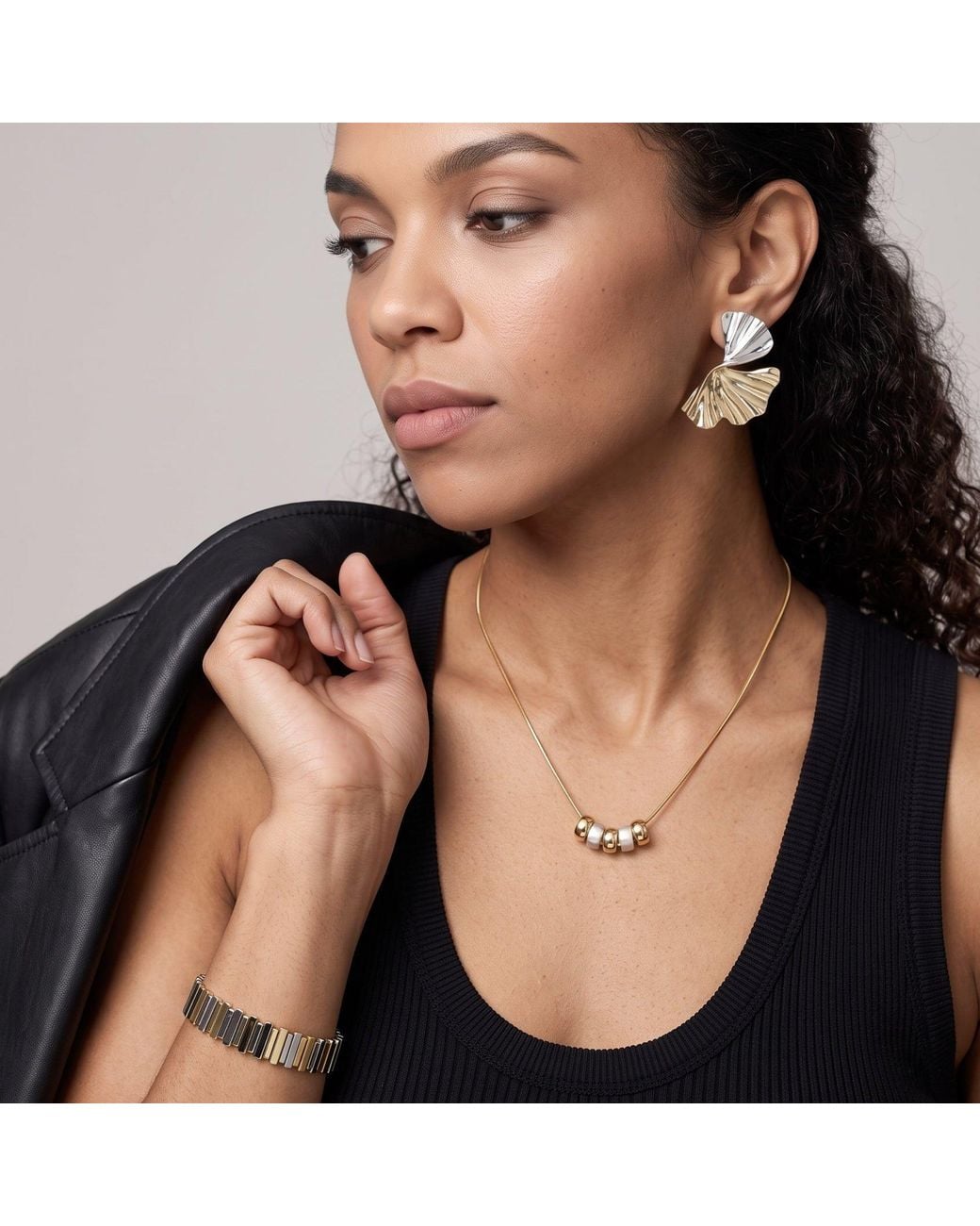 Uchi and Soto Metallic Kin Mixed Metals Sculptural Statement Earrings