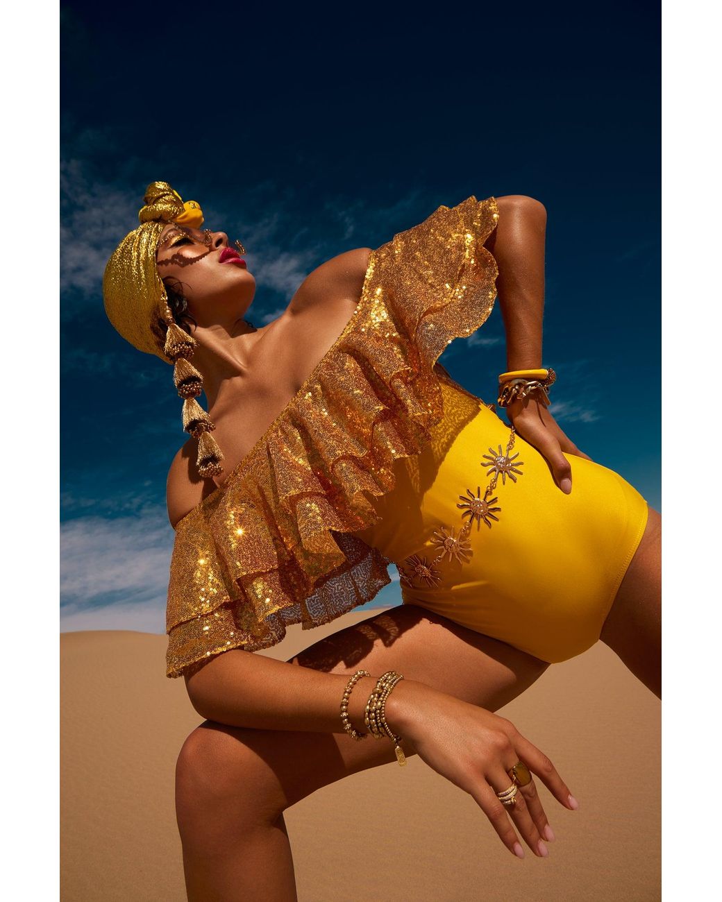 Julia Clancey Yellow Rara Sunshine Sequin Swim Body