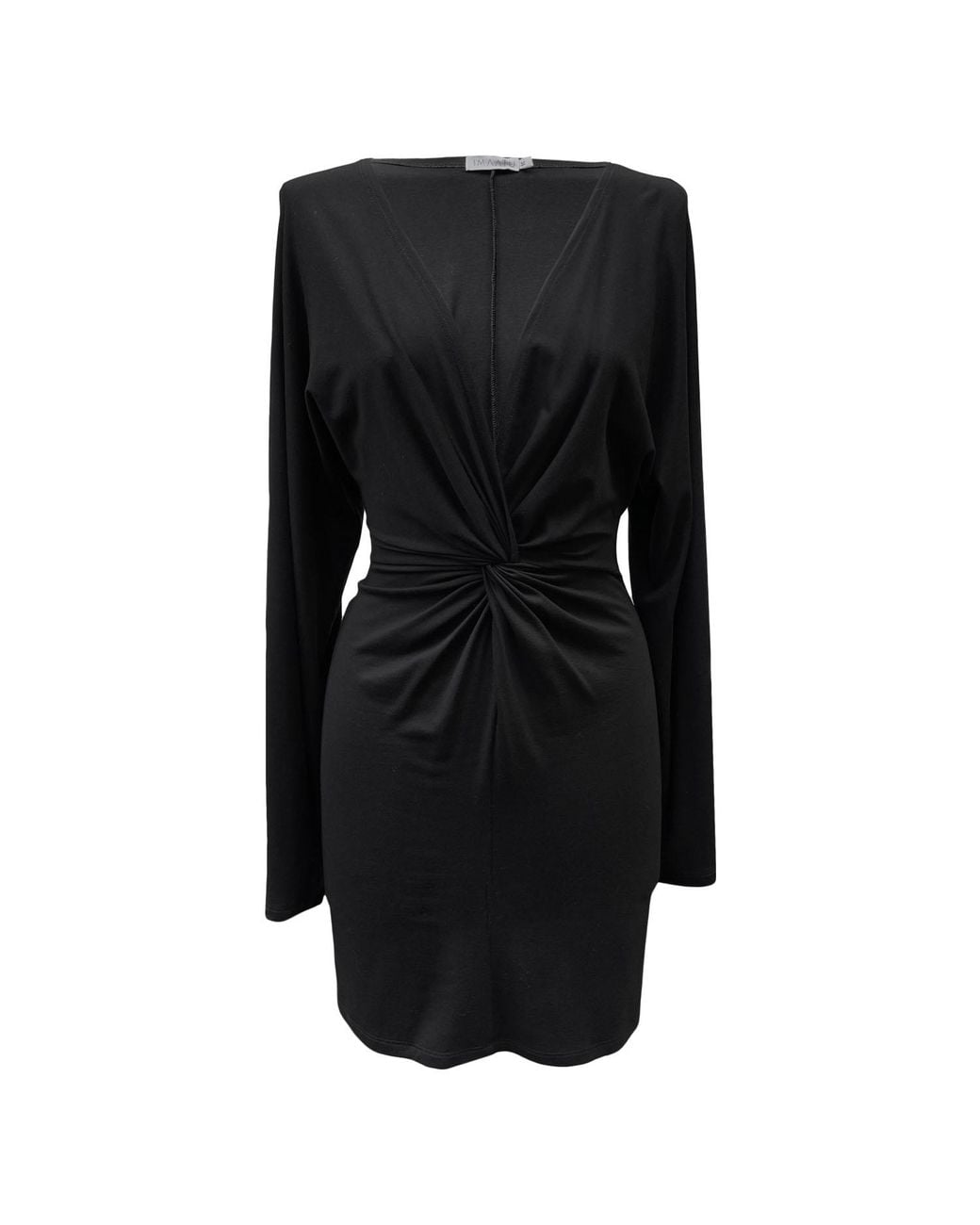 Imaatu Eclipse Kimono Sleeve Plunge V-Neck Knot Mini Dress Iblack