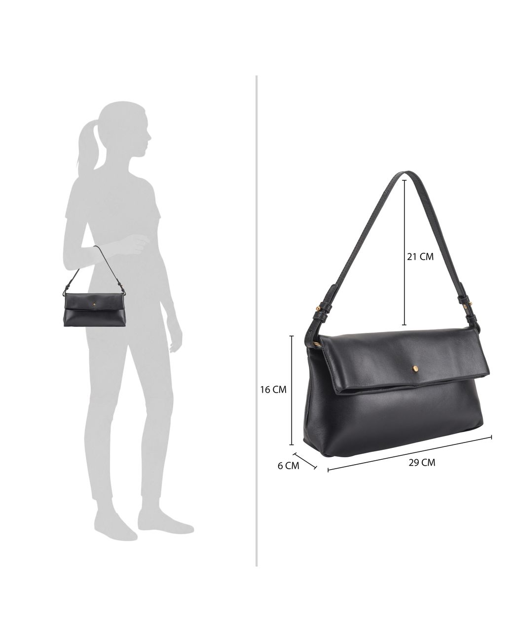 Paul Costelloe Black Theodora Leather Shoulder Bag