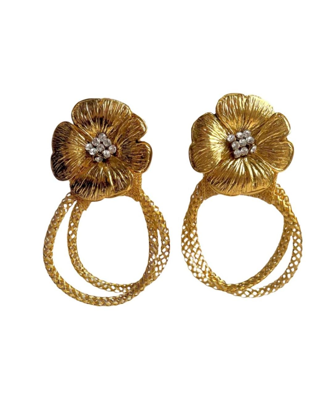 Laura Gray Metallic Flower Hoop Post Earrings